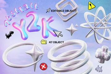 Abstract Y2K Shape 3D Icon Pack
