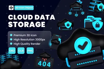 Almacenamiento de datos en la nube Paquete de Icon 3D