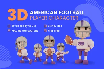 American Football Player 3D Illustration Pack