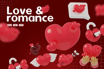 Amor e Romance Pacote de Icon 3D