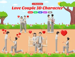 Couple amoureux Saint Valentin 3D Illustration Pack