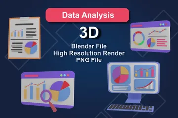 Dados e negócios Pacote de Icon 3D