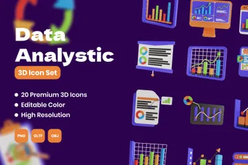 Analítica de datos Paquete de Icon 3D