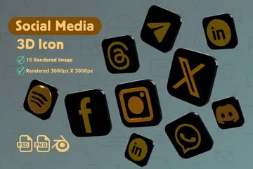 APLICACIÓN PREMIUM ORO DE REDES SOCIALES Paquete de Icon 3D