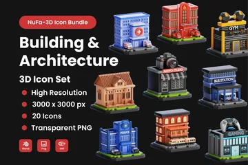 Construção e Arquitetura Pacote de Icon 3D