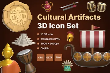 Objets culturels 3D Icon Pack