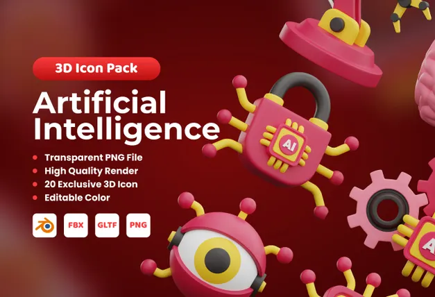 Premium Artificial Intelligence 3D Illustration pack from Science ...