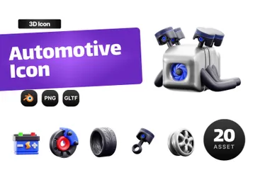 Automobile 3D Icon Pack