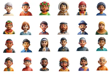 Avatar de différentes personnes Pack 3D Icon