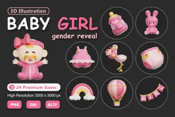 女の赤ちゃん 3D Iconパック
