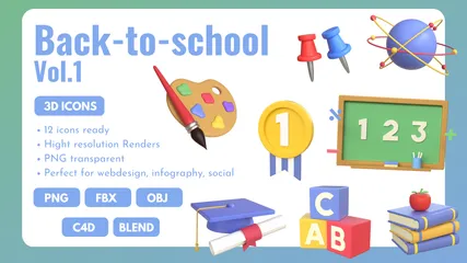 Back-to-school 3D Icon Pack