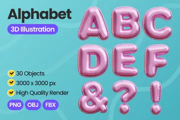 Balloon Alphabet 3D Icon Pack