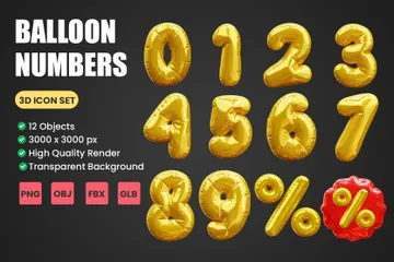 Balloon Numbers 3D Icon Pack