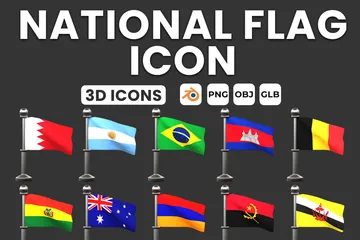 Bandeira nacional Pacote de Icon 3D