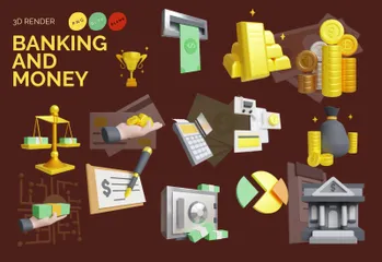 Banking And Money 3D Icon Pack