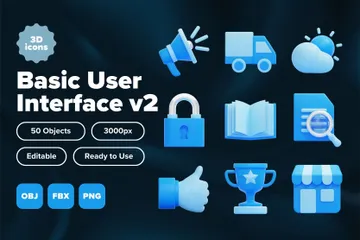 Basic User Interface V2 3D Icon Pack