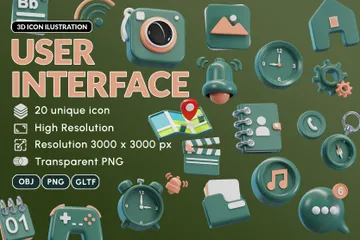 Benutzeroberfläche 3D Icon Pack