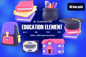 Bildungselement 3D Icon Pack
