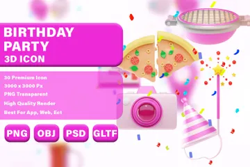 Birthday Party 3D Icon Pack