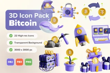 ビットコインと暗号通貨 3D Iconパック