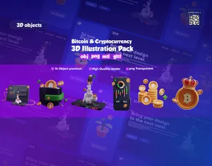 Bitcoin e criptomoeda Pacote de Icon 3D