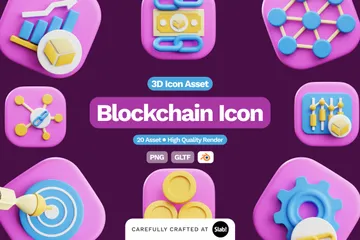 Blockchain Pacote de Icon 3D