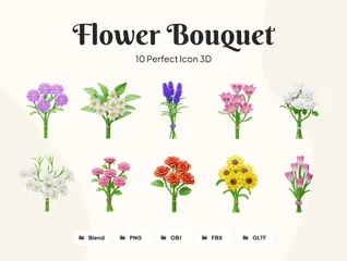 Bouquet de fleurs 3D Icon Pack