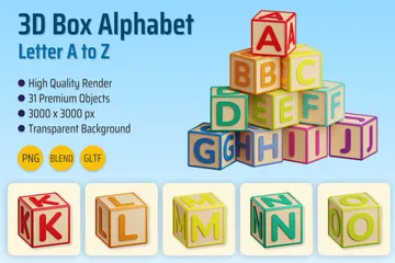 Kastenalphabet - Buchstaben A bis Z 3D Icon Pack