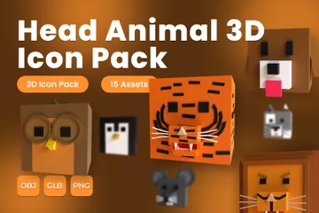 Cabeça de animal Pacote de Icon 3D