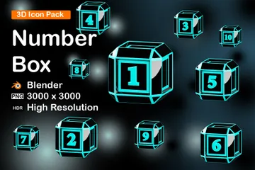 Free Caja de números de neón Paquete de Icon 3D