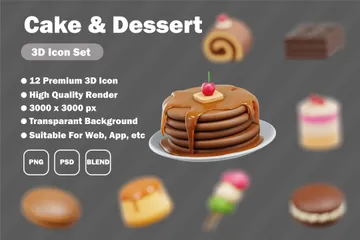 Free Cake & Dessert 3D Icon Pack