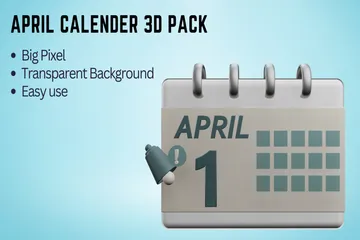 Calendário de abril Pacote de Icon 3D