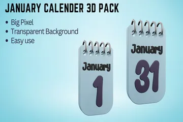 Calendário de janeiro Pacote de Icon 3D