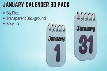 Calendario de enero Paquete de Icon 3D