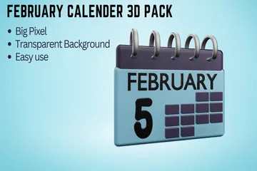 Calendario febrero Paquete de Icon 3D