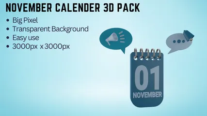 Calendário de novembro Pacote de Icon 3D