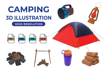 Camping Equipment 3D Icon Pack