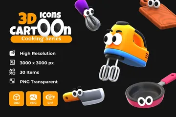 Cartoon Cooking Series 3D Icon Pack