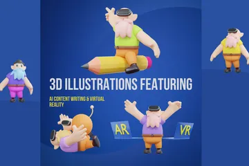 AI와 AR VR을 갖춘 캐릭터 3D Illustration 팩