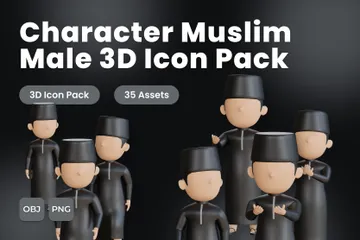 Character Muslim Male 3D Illustration Pack