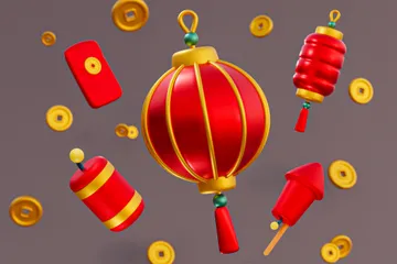 중국의 설날 3D Icon 팩