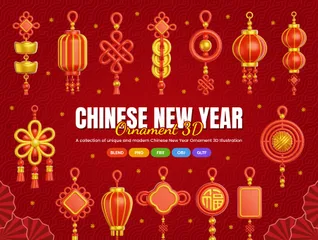 Chinese New Year Ornament 3D Icon Pack