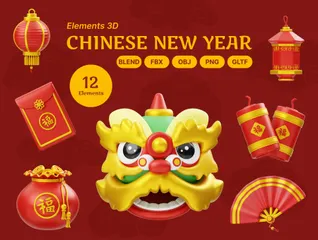 Chinesisches Neujahr 3D Icon Pack