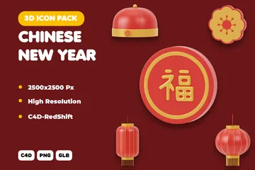 Chinesisches Neujahr 3D Icon Pack