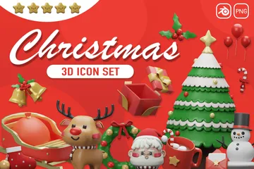 クリスマス要素 3D Iconパック