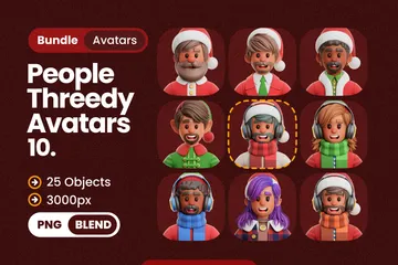 Christmas People Avatars 3D Icon Pack