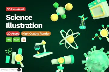 Ciencia e investigación 3D Icon Pack