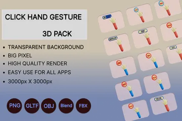 Click Hand Gesture 3D Icon Pack