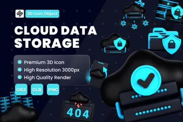 Cloud Data Storage 3D Icon Pack