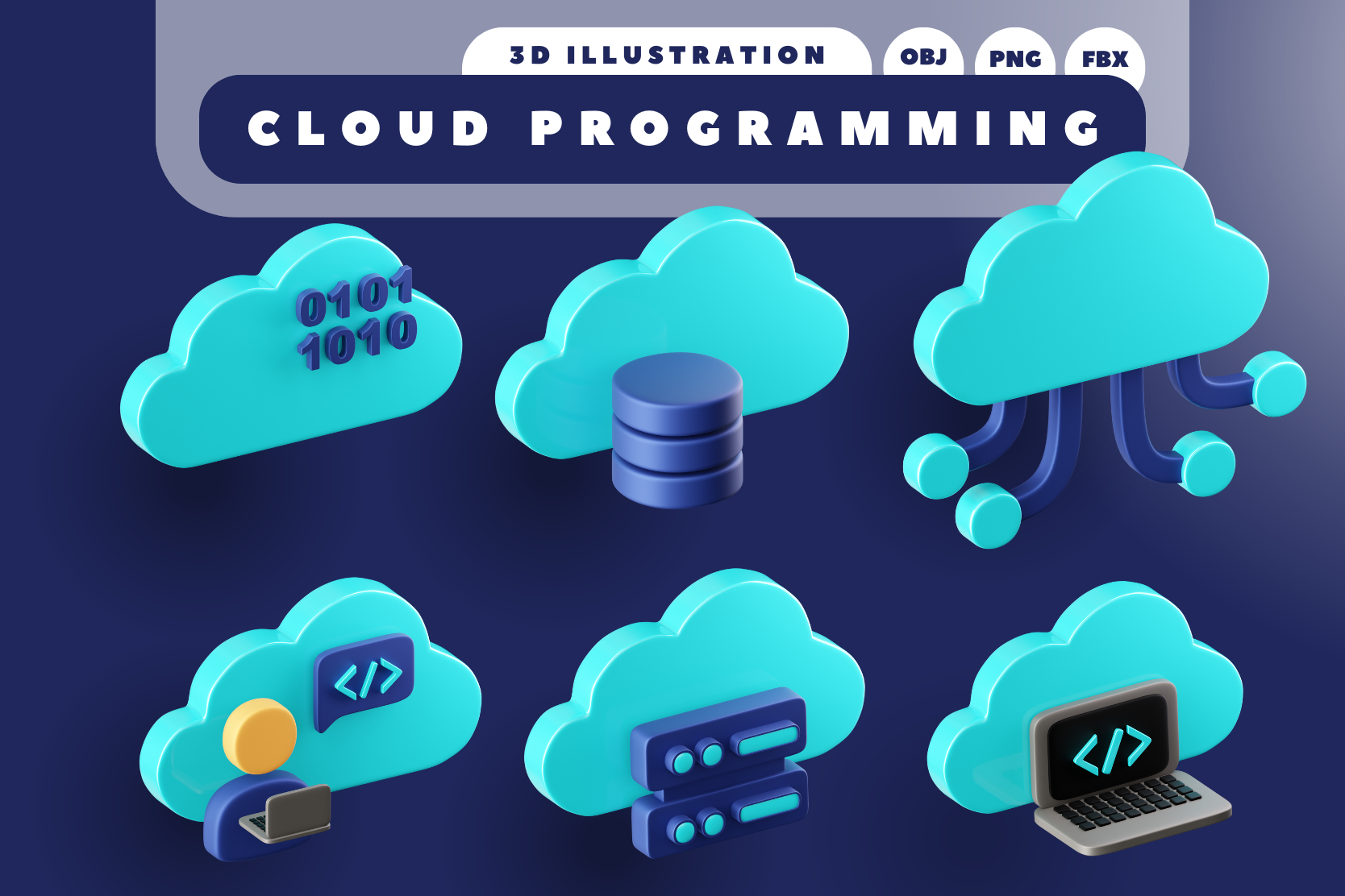 Cloud Programming 3D Icon Pack - 40 Free Download Network ...